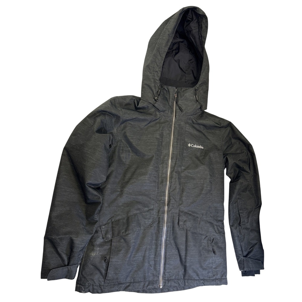 Columbia Omni-Heat Hooded Ski Jacket Mens Medium Gray Heather XK1436 Winter Coat